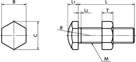 SSB-BStopper Bolt - Head Sphere Type寸法図