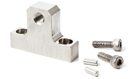 NLSCNS-NStoppers for Linear Guides, Base Mounting, Stainless Steel, with Fine Threaded Hole for Positioning and Knock Pin