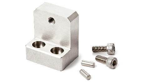 NLSDNS-NStoppers for Linear Guides, Base Mounting, Stainless Steel, with Fine Threaded Hole for Positioning and Knock Pin