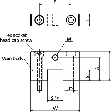 NLSENSStoppers for Linear Guides, Base Mounting, Stainless Steel, with Fine Threaded Hole for Positioning寸法図