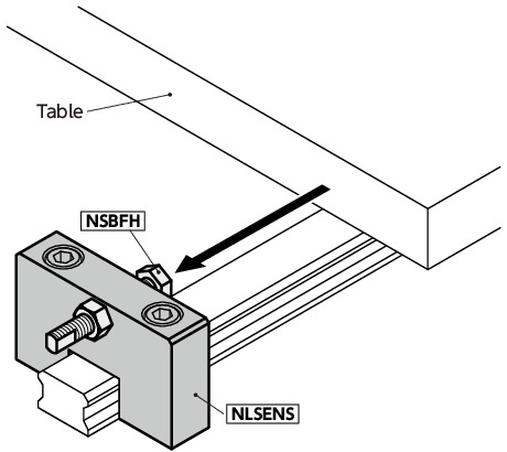 NLSENSStoppers for Linear Guides, Base Mounting, Stainless Steel, with Fine Threaded Hole for Positioning