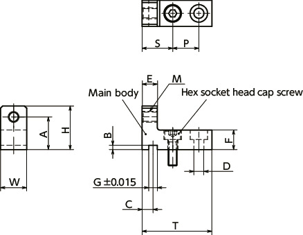 NLSPStoppers for Linear Guides, Compact Type, Steel寸法図