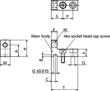 NLSPNSStoppers for Linear Guides, Compact Type, Stainless Steel, with Fine Threaded Hole for Positioning寸法図