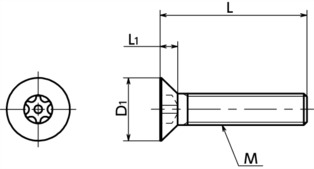 SRFXS-SETFlat Head Bolts with Hexalobular Socket (with Pin) Rosette Washer Set寸法図
