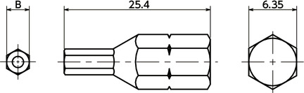 SRHBHex bits met inbuskop (met pen) voor sabotagebestendige schroeven寸法図