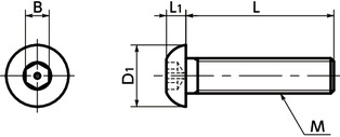 SRHSHex Socket Button Head Cap Screws with Pin寸法図