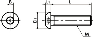Viti a testa bombata con esagono incassato SRHS con perno 寸 法 図