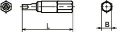 SRSABThree-Lobe Socket Bits (with Pin) for Tamper Resistant Screws寸法図