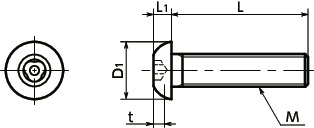 Viti a testa bombata SRSAS con fori a tre lobi (con perno) 寸 法 図