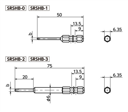 SRSHBBits for Tamper Resistant Special Low Profile Cap Screws寸法図