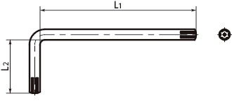 SRXWrench for Hexalobular Socket (with Pin) Tamper-Resistant Screws寸法図