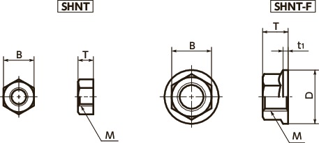 SHNTHex Nuts / Hex Flange Nuts - Titanium寸法図