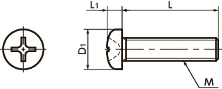 SNPTGCross Recessed Pan Head Machine Screws - High Intensity Titanium Alloy寸法図