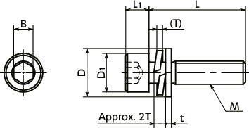 SNSI3T-UTTitanium Hex Socket Head Cap Screws with Captive Washers寸法図
