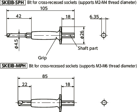SKEIB-PHStripped Screw Removal Bits寸法図