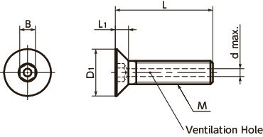 SVFCSVented Hex Socket Flat Head Machine Screws寸法図