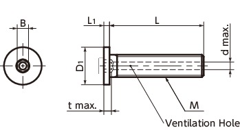 SVSHSSocket Head Cap Screws with Ventilation Hole with Special Low Profile寸法図