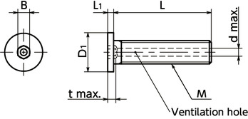 SVSHTHex Socket Head Cap Screw with Special Low Profile (Titanium, with Ventilation Hole)寸法図