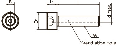SVSS-AGHex Socket Head Cap Screws with Ventilation Hole - Silver Plating寸法図