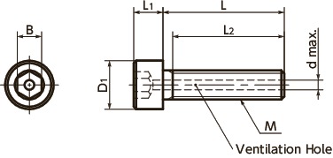 SVSX-88Hex Innensechskantschrauben mit Belüftungsbohrung - Hohe Intensität SS 寸 法 図