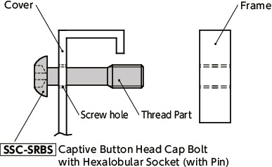 SSC-SRBS 캡 티브 버튼 육각 구멍이있는 헤드 캡 볼트 (핀 포함)