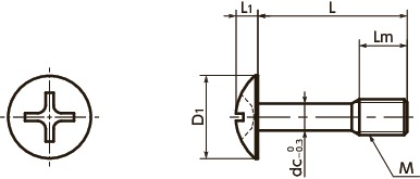 SSCMSCross Recessed Truss Head Captive Screws寸法図