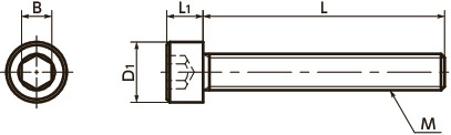 Vite SPE-FTPlastic - Viti a esagono incassato - Filettatura intera - PEEK 寸 法 図