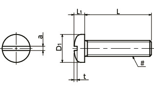 SPE-PS(INCH)Plastic Screws - Slotted Pan Head Machine Screws - PEEK - Inch Thread寸法図