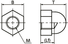 Viti in plastica SPO-CNP - Dadi a calotta bombati - POM 寸法図