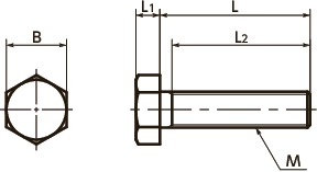 Vite SPS-HPlastic - Viti a testa esagonale - PPS 寸 法 図