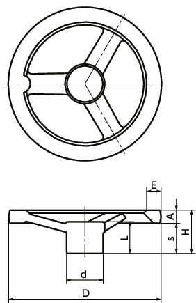 AV-NAluminum Offset Handwheels 치수도