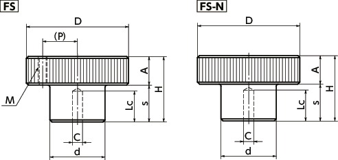 FSKnurled Handwheel寸法図