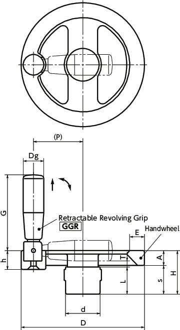 HSNTwo Spoke Handwheel 寸 法 図