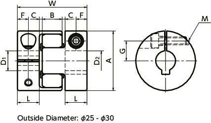 NBK MJC-65K-RD-1/2-28 Jaw Flexible Coupling 1/2 and 28 mm Bore Diameters Set Screw and Key Type Aluminum A2017 