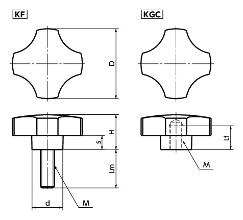 KGCPlastic Star Knob 치수도