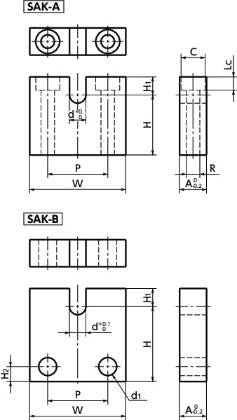 SAK-ABlok voor stelbout 寸 法 図