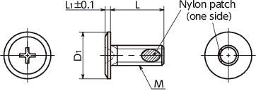 SEC-TZB-ALKSuper Ultra Low Profile Cross Recessed Machine Screws with Nylon Patch寸法図