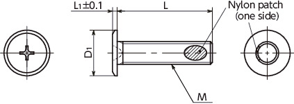 SEQ-TZB-ALKSuper Ultra Low Profile Cross Recessed Machine Screws with Nylon Patch寸法図
