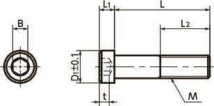 SLH-SD-ELSocket Head Cap Screws with Low Profile & Small Head寸法図