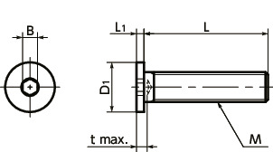 Ốc vít đầu ổ cắm SSHH-C22Hex có cấu hình thấp đặc biệt (tương đương Hastelloy C-22)寸法図