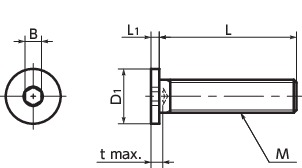 SSHLSocket Head Cap Screws with Ultra Low Profile - 316L Stainless Steel寸法図