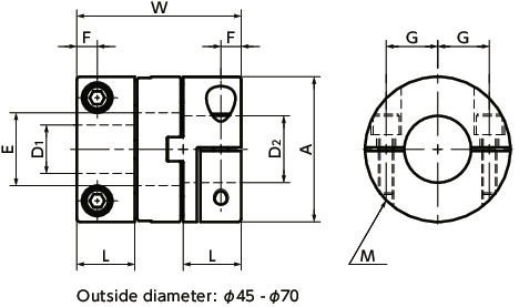 MOM-CFlexible Couplings - Oldham Type - Clamping Type寸法図