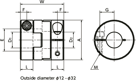 MOS-CFlexible Couplings - Oldham Type - Clamping Type寸法図