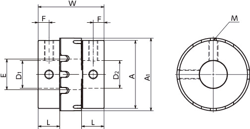 MOTFlexible Couplings - Oldham Type - Set Screw Type寸法図
