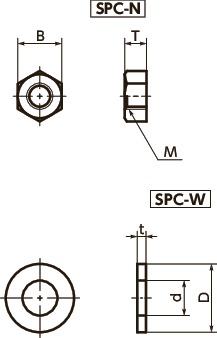 SPC-NPlastische schroef - Zeskantmoeren / ringen - PC 寸 法 図