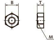 SPC-NPlastic Hex Nuts - PC寸法図