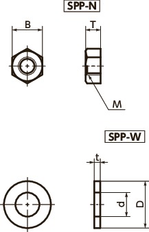 SPP-W Kunststof schroef - Zeskantmoeren / ringen - PP 寸 法 図