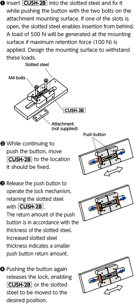 CUSH-2BQuick Positioning Brackets - For Slotted Steel - 2 Button Type