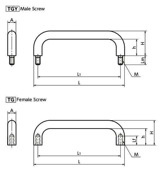 TGStainless Steel Pull 치수 図