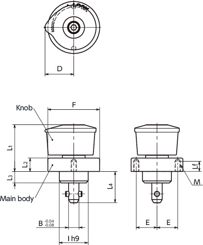 NQTS-NI-GFQuick Release Fasteners - Knob Type - Standard寸法図